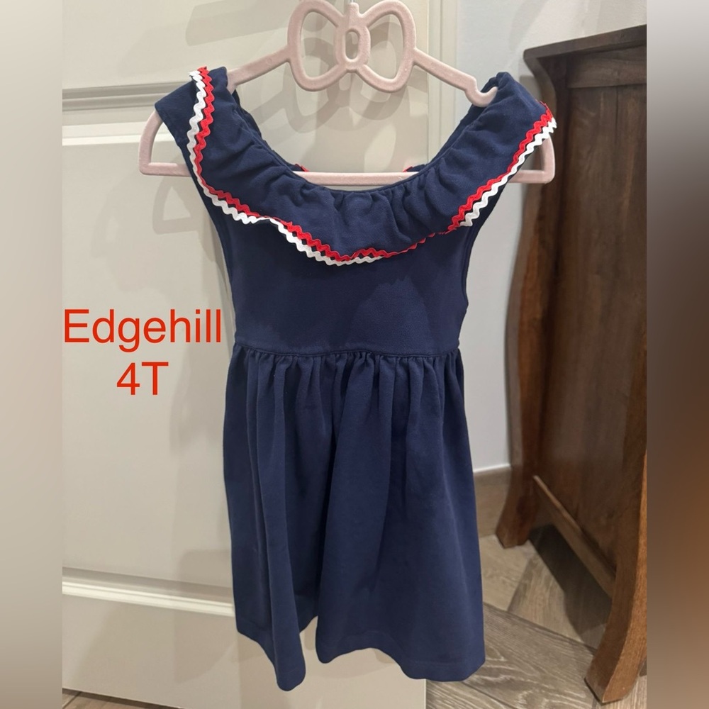 Edgehill Collection Navy Dress with Red and White Trim
